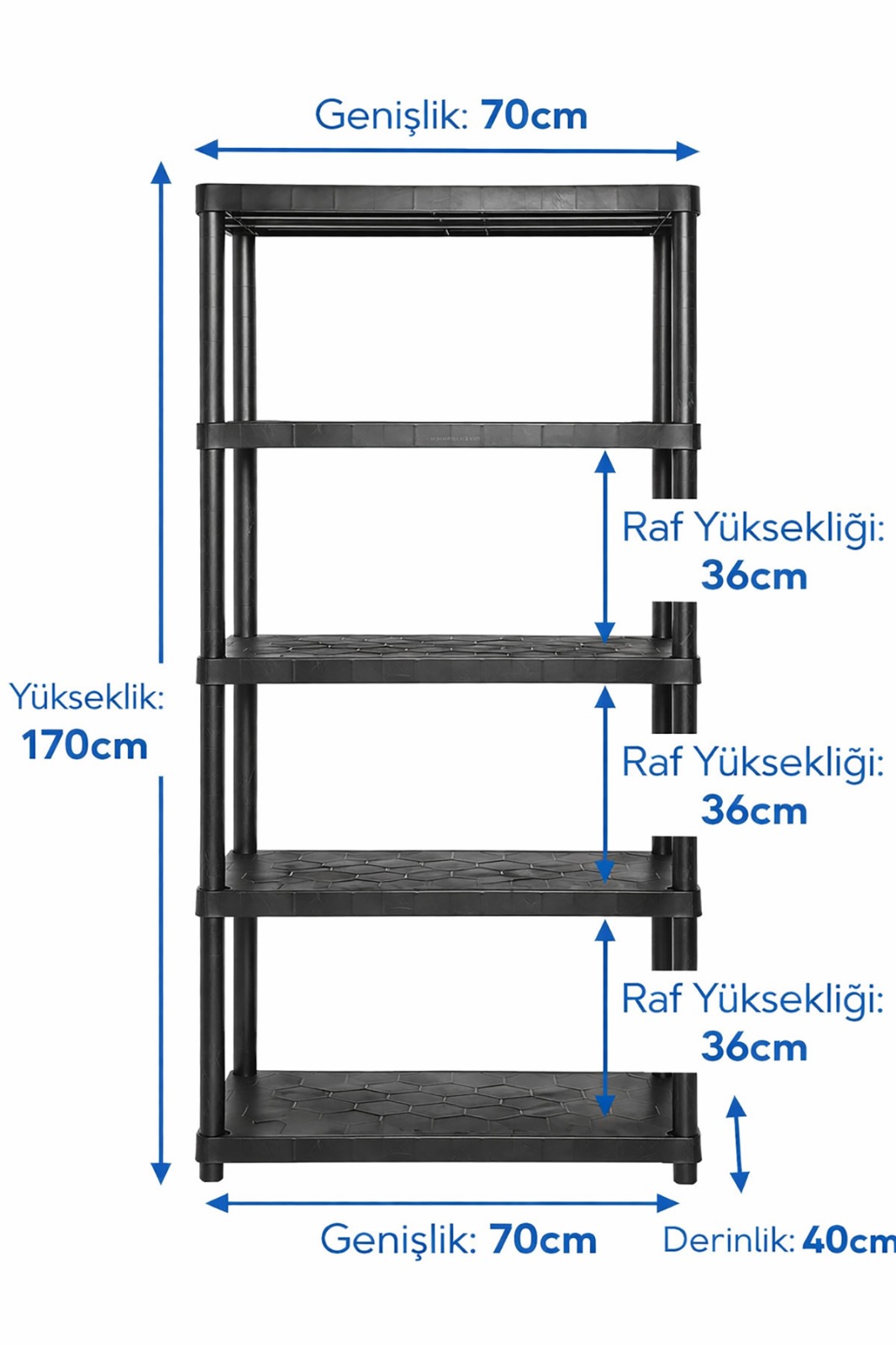 5 Katlı Plastik Raf 170cm